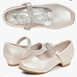 Stelle Girls Dress Shoes Champagne Toddler Flower Girl Shoe Mary Jane Low Heels
